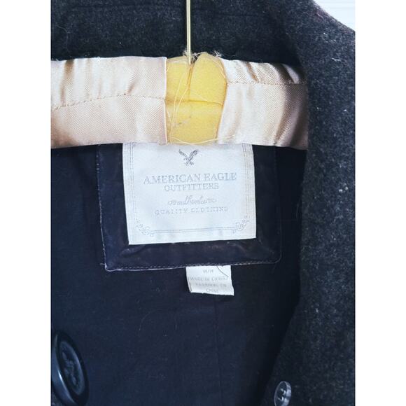 American Eagle Dark Gray Utilitarian Wool Pea Coat Medium Y2K Vintage Winter - Picture 4 of 5